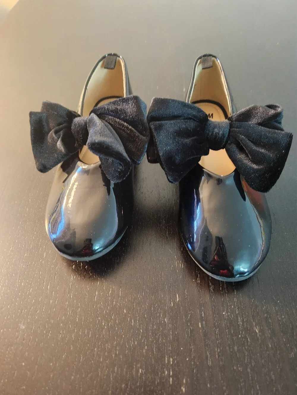 Girls Black Patent Velvet Bow Mary Jane Dress Shoes From H&M
